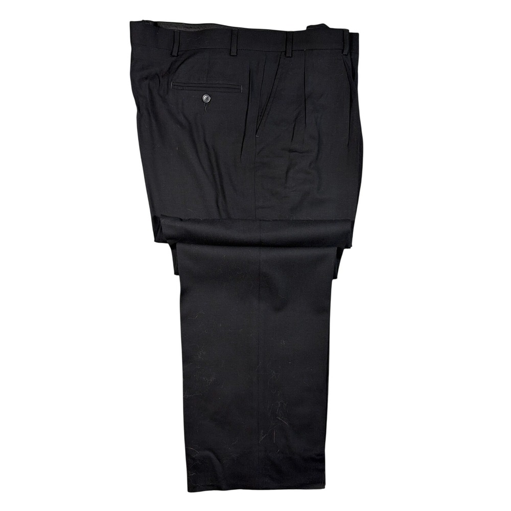 Irvine Park Dress Pants Men 44XL Black 100% Worsted Wool Pleated Front